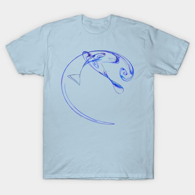 Fractal - Three Blue Fish T-Shirt by SusanSavad